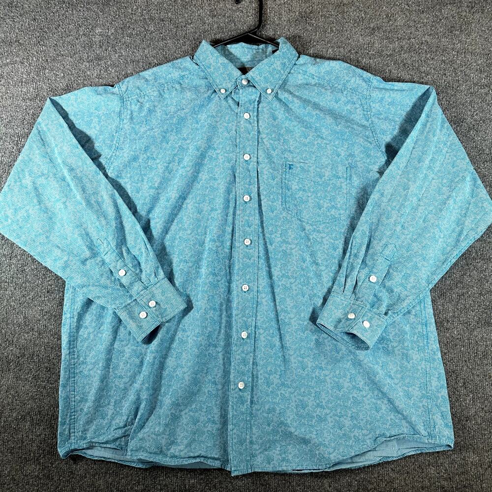 Panhandle Tuf Cooper Performance Men’s XL Turquoise Check Western Shirt Cowboy